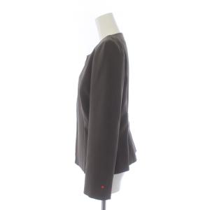 FOXEY NEW YORK ノーカラージャケット ジップアップ タック 40 M グレー