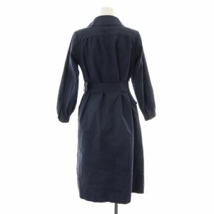 YVES SAINT LAURENT ステンカラーコート ロング ギャザー ベルト 紺 ネイビー