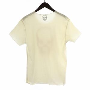 lucien pellat finet Tシャツ カットソー ラインストーン Uネック ロゴ 半袖 L 白 ホワイト