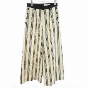 ベッキーワイドパンツ ストライプ ロング ボタン 2 M ベージュ AR2131-OWBK /MM