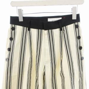 AKIRANAKA ベッキーワイドパンツ ストライプ ロング ボタン 2 M ベージュ AR2131-OWBK /MM