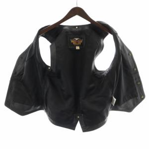 HARLEY DAVIDSON レザーベスト 牛革 シングル L 黒 ブラック