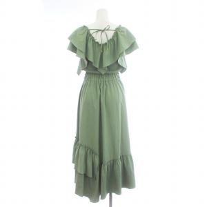 Diagram GRACE CONTINENTAL 22SS フリルニットワンピース フレア ロング マキシ 半袖 ティアード ストレッチ 36 S 緑 グリーン