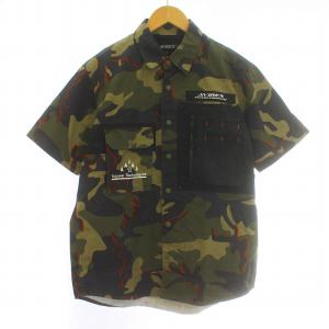 フューチャー カモフラージュ コンビネーション シャツ カジュアルシャツ 半袖 ロゴ プリント コットン
