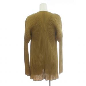 PLEATS PLEASE ISSEY MIYAKE イッセイミヤケ カーディガン長袖 プリーツ トッパー 3 L 茶 ブラウン PP04-J0607