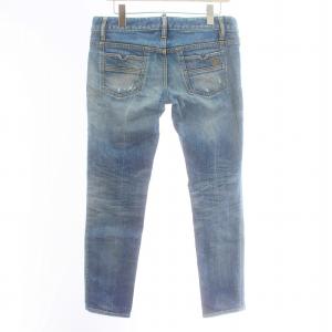 DSQUARED2 13SS SUPER SLIM CROPPED デニムパンツ ジーンズ ボタンフライ ダメージ加工 リペア加工 42 L インディゴブルー