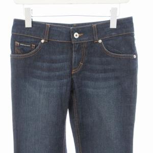 D&G フレアデニムパンツ ロング ジーパン ジーンズ ジップフライ オレンジステッチ 26 紺 ネイビー GY09