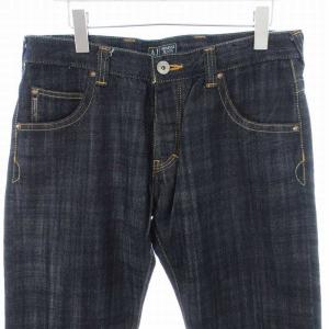ARMANI JEANS ストレート デニムパンツ ジーパン ロング ジーンズ ボタンフライ 33 L 紺 ネイビー GY09