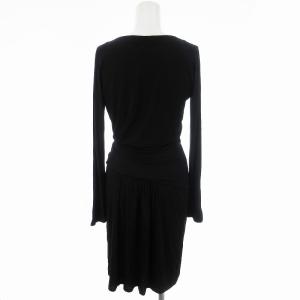 Max Mara カシュクールワンピース 長袖 薄手 膝丈 S 黒 ブラック GY09
