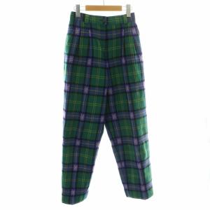 SPORTS チェックパンツ タック ウール 総柄 27 M 緑 グリーン
