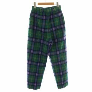 Christian Dior SPORTS チェックパンツ タック ウール 総柄 27 M 緑 グリーン