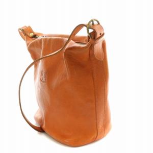 IL BISONTE ショルダーバッグ レザー ロゴ 型押し 茶 ブラウン