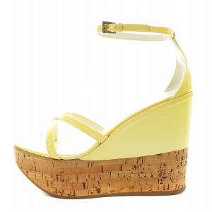 PRADA サンダル ウェッジソール ストラップ エナメル 35.5 22.5cm 黄 イエロー /AN9 OF