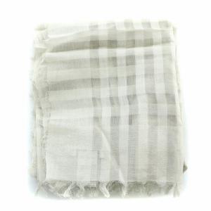 Faliero Sarti ストール フリンジ シアー シースルー ブロックチェック柄 シルク混 グレー 白 ホワイト