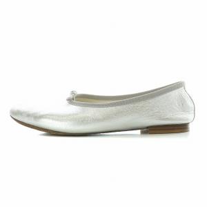 Repetto バレエシューズ パンプス フラット ラウンドトゥ リボン 装飾 39 24.7cm シルバー色
