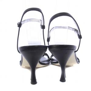 DOLCE&GABBANA サンダル ハイヒール リボン ストラップ レザー 37.5 24.5cm 黒 ブラック /BM OF
