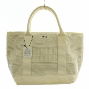 RHC 豊洲店記念ニットトートバッグ ハンドバッグ 切替 ロゴ アイボリー /BB OF