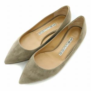 パンプス ポインテッドトゥ ローヒール スエード 35.5 22.5cm グレージュ /BB OF
