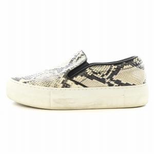 サニー SUNNY スリッポン シューズ パイソン型押し レザー 36 23.0cm 23.5cm ベージュ