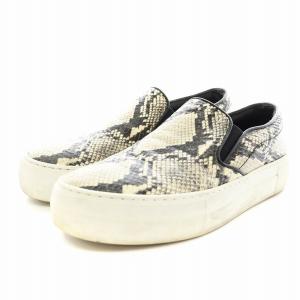 PELLICO サニー SUNNY スリッポン シューズ パイソン型押し レザー 36 23.0cm 23.5cm ベージュ