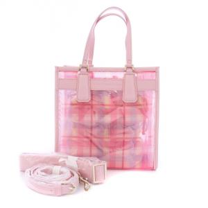 2WAY ハンドバッグ トートバッグ ショルダーバッグ チェック ピンク /KH OF