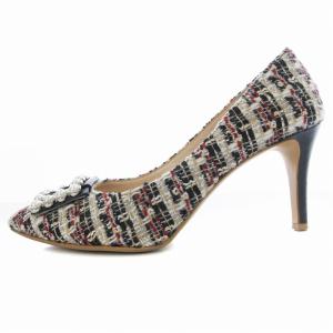 DIANA パールビジューバックルパンプス ハイヒール ツイード ポインテッドトゥ 靴 シューズ 23cm マルチカラー