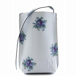 ショルダーバッグ クロスボディ エンボスロゴ 花柄 レザー 水色 ライトブルー /AN22 OF