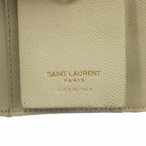 SAINT LAURENT PARIS カサンドラロゴ YSL キーケース キーリング 6連 グレインドプードルエンボスレザー 白 ホワイト