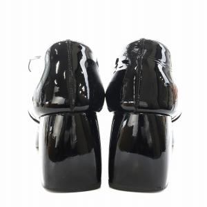 miumiu レースアップシューズ チャンキーヒール エナメル 36.5 22.5cm 黒 ブラック /AN30 OF