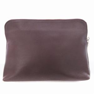 レザークラッチバッグ ラウンドファスナー スクエア型 鞄 バーガンディ /MM OF