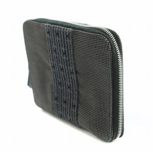 HERMES エールライン パースPM 二つ折り財布 ウォレット ラウンドファスナー 切替 総柄 黒 ブラック