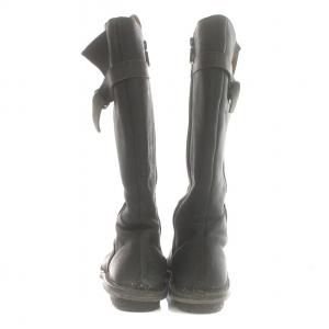 trippen ロングブーツ フラット サイドジップ ベルト レザー 38 24-24.5cm 黒 ブラック