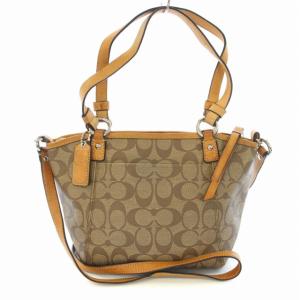 COACH ハンドバッグ ショルダーバッグ 2WAY シグネチャー PVC レザー ベージュ F20561