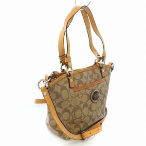 COACH ハンドバッグ ショルダーバッグ 2WAY シグネチャー PVC レザー ベージュ F20561