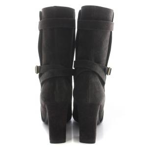 Theory ショートブーツ ラウンドトゥ チャンキーヒール スエード ベルト 36.5 23cm-23.5cm チャコールブラック 01-6360314