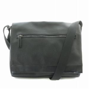 メッセンジャーバッグ ショルダーバッグ レザー ロゴ 型押し 黒 ブラック