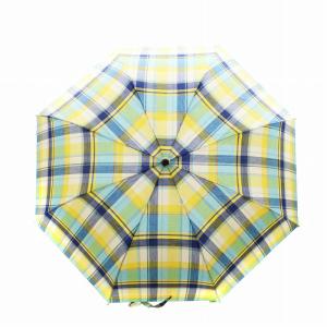 折り畳み傘 雨傘 チェック柄 青 ブルー 黄 イエロー