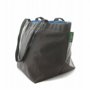 Hervé Chapelier ナイロン舟型ショルダーL トートバッグ ハンドバッグ バイカラー 茶 ブラウン 青 ブルー 925N