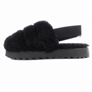 UGG australia  SUPER FLUFF SLIPPER サンダル ボア シャークソール 靴 シューズ 22cm US5 黒 ブラック 1121751