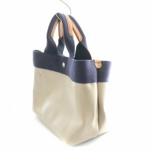 TOPKAPI トートバッグ ハンドバッグ ポーチ リプルネオレザー バイカラー 切替 ベージュ 紺 ネイビー /BB