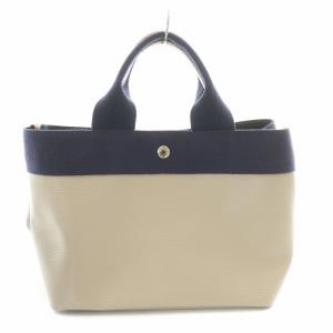 TOPKAPI トートバッグ ハンドバッグ ポーチ リプルネオレザー バイカラー 切替 ベージュ 紺 ネイビー /BB