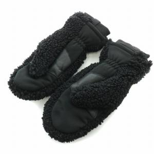 UGG australia Sherpa Mitten Logo シェルパミトンロゴ 手袋 ボア 牛革 レザー 切替 黒 ブラック 20168BX