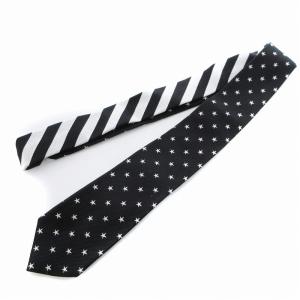 UNITED ARROWS ＆SONG PEG LEG NYC  スター&ストライプ柄 ネクタイ レギュラータイ シルク 黒 ブラック