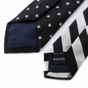 UNITED ARROWS ＆SONG PEG LEG NYC  スター&ストライプ柄 ネクタイ レギュラータイ シルク 黒 ブラック