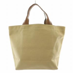 ANYA HINDMARCH トートバッグ ハンドバッグ キャンバス レザー ロゴ プリント ベージュ 茶 ブラウン