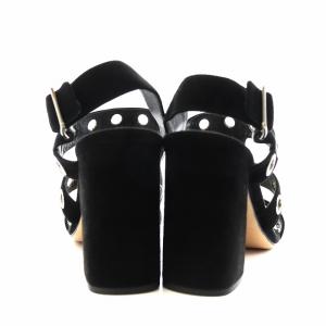 PRADA サンダル ストラップ スエード チャンキーヒール 34.5 21.5cm 黒 ブラック /AN1 OF