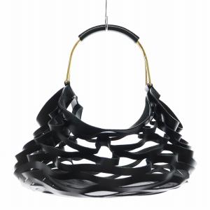 メッシュレザーバッグ ハンドバッグ 黒 ブラック /AN12 OF