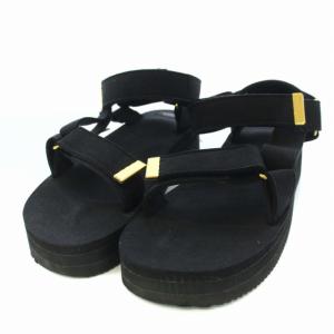 SUEDE SANDAL ベルクロ サンダル スエード ベルト EU36 23cm 黒 ブラック /TK