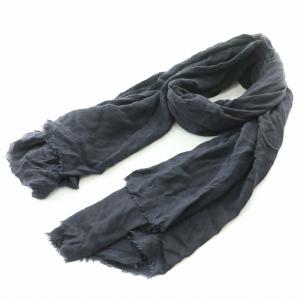 大判ストール フリンジ シアー シースルー 無地 紺 ネイビー /BB OF SH