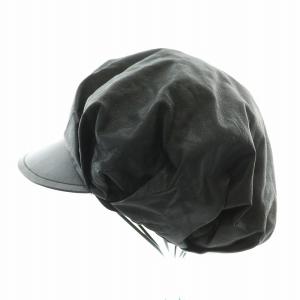 Tao キャスケット 帽子 レザー 牛革 黒 ブラック